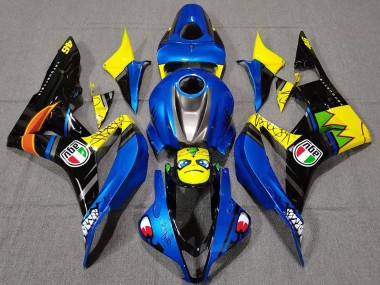 Buy 2007-2008 Blue Yellow Glossy Black Shark Honda CBR600RR Motorcycle Fairings UK