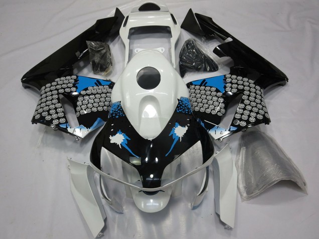 2003-2004 White Blue Glossy Black Splatter Honda CBR600RR Motorcycle Fairings UK