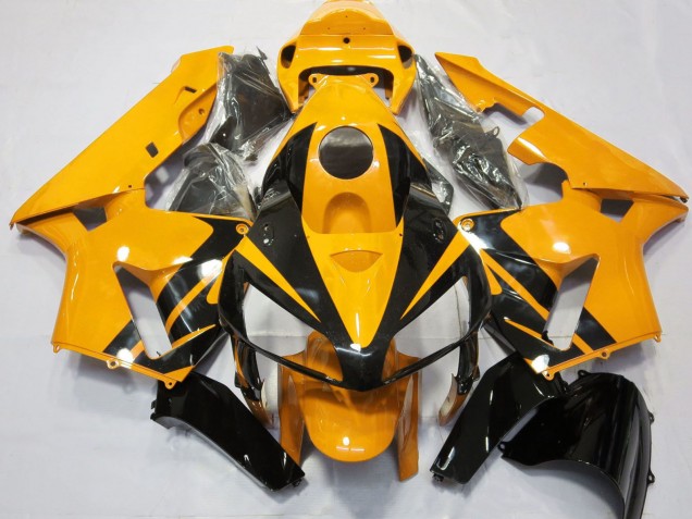 2005-2006 Bright Orange Glossy Black Design Honda CBR600RR Motorcycle Fairings UK