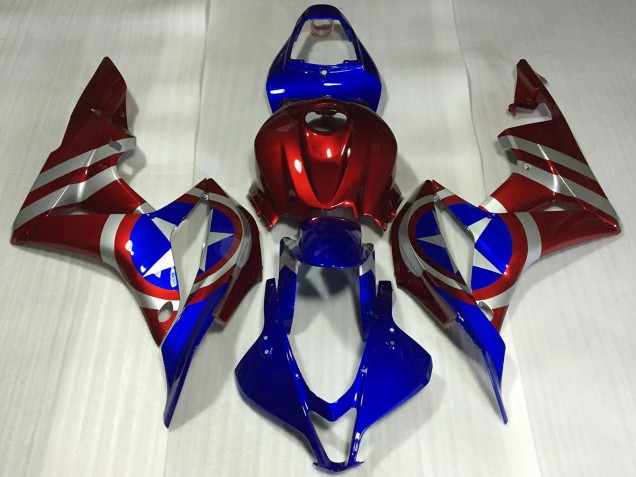 2007-2008 Red Silver Blue Captain America Honda CBR600RR Motorcycle Fairings UK