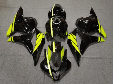 Buy 2009-2012 Glossy Black High Viz Yellow Stripe Honda CBR600RR Motorcycle Fairings UK