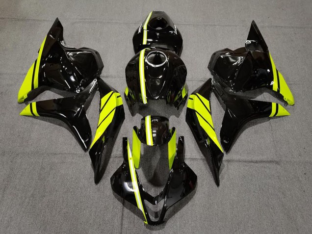 2009-2012 Glossy Black High Viz Yellow Stripe Honda CBR600RR Motorcycle Fairings UK