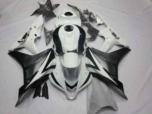 2007-2008 White Matte Black OEM Style Honda CBR600RR Motorcycle Fairings UK