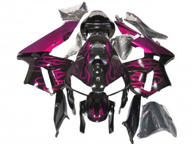 Buy 2005-2006 Glossy Black Pink Flame Honda CBR600RR Motorcycle Fairings UK