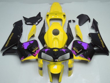 Buy 2005-2006 Glossy Black Yellow Purple Splatter Honda CBR600RR Motorcycle Fairings UK