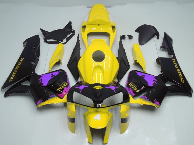 2005-2006 Glossy Black Yellow Purple Splatter Honda CBR600RR Motorcycle Fairings UK