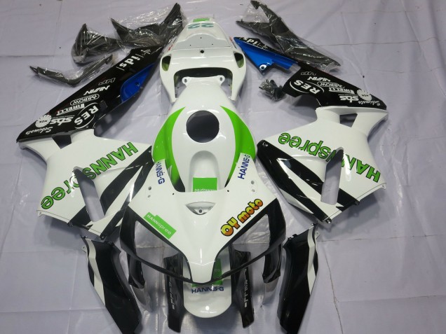 2005-2006 White Green Glossy Black HannSpree Honda CBR600RR Motorcycle Fairings UK
