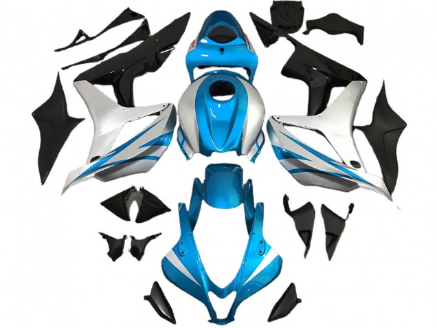 2007-2008 Silver Light Blue Glossy Black OEM Style Honda CBR600RR Motorcycle Fairings UK
