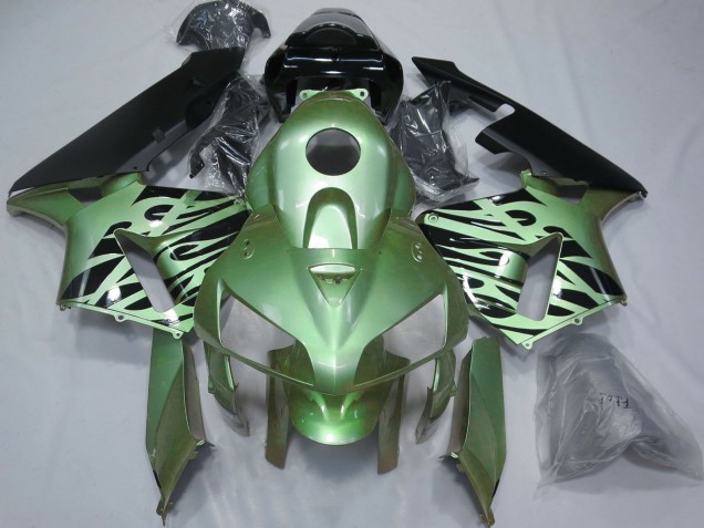 2005-2006 Light Green Black Flame Honda CBR600RR Motorcycle Fairings UK
