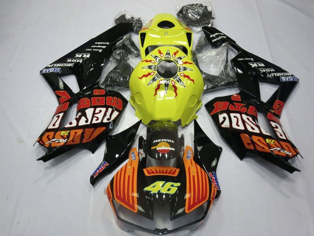 2013-2026 Yellow Orange Glossy Black Rossi 46 Honda CBR600RR Motorcycle Fairings UK
