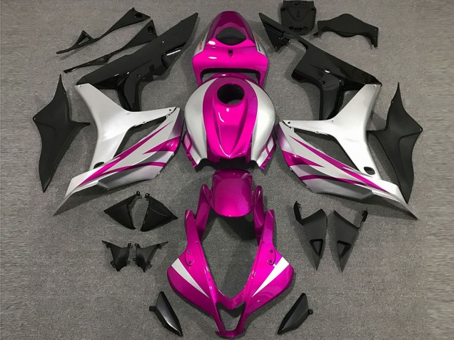 2007-2008 Silver Pink Glossy Black OEM Style Honda CBR600RR Motorcycle Fairings UK