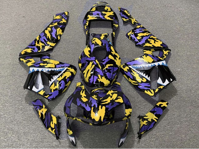 2003-2004 Purple Yellow Camouflage Shark Honda CBR600RR Motorcycle Fairings UK