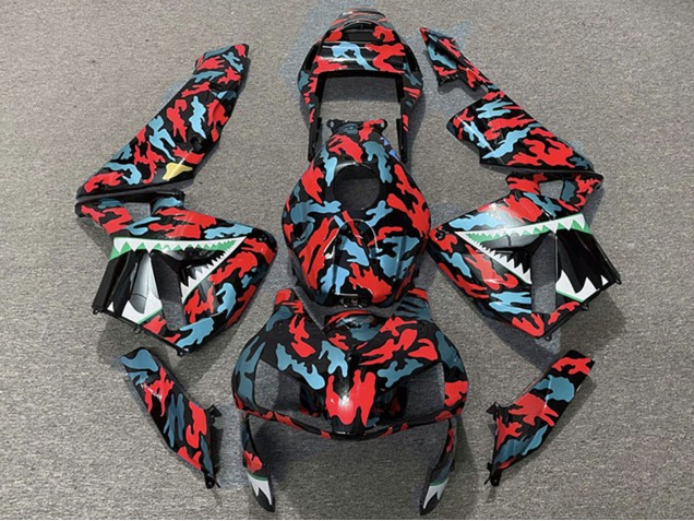 2003-2004 Red Blue Camouflage Shark Honda CBR600RR Motorcycle Fairings UK