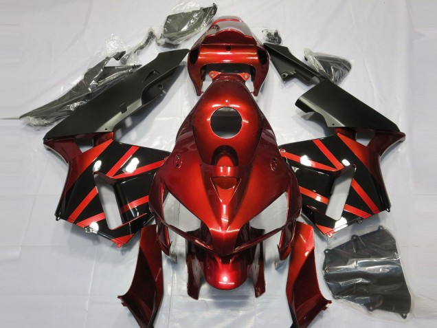 2005-2006 Red Glossy Black Design Honda CBR600RR Motorcycle Fairings UK