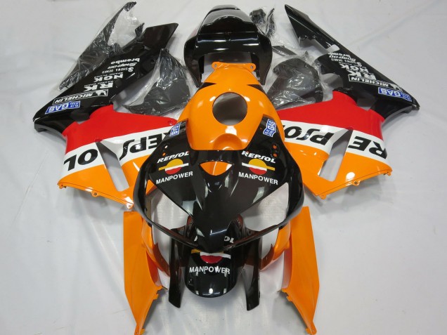 2005-2006 Orange White Red Glossy Black Repsol Man Power Honda CBR600RR Motorcycle Fairings UK