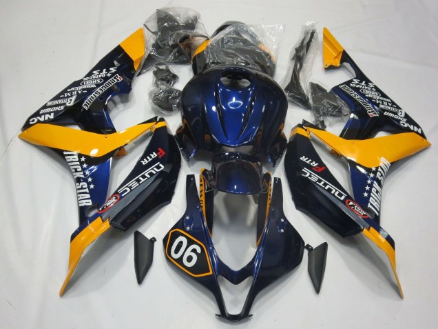 2007-2008 Orange Blue Glossy Black Honda CBR600RR Motorcycle Fairings UK