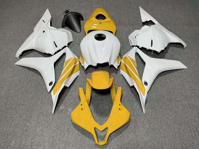 2009-2012 White Yellow Stripe Honda CBR600RR Motorcycle Fairings UK