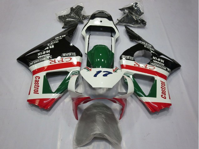 2002-2003 White Red Green Glossy Black CRR Castrol Honda CBR954RR Motorcycle Fairings UK