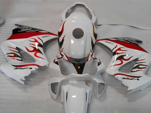 2002-2013 White Red Flame Honda VFR 800 Motorcycle Fairings UK