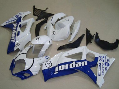 Buy 2007-2008 White Blue Jordan Suzuki GSXR 1000 Motorcycle Fairings UK