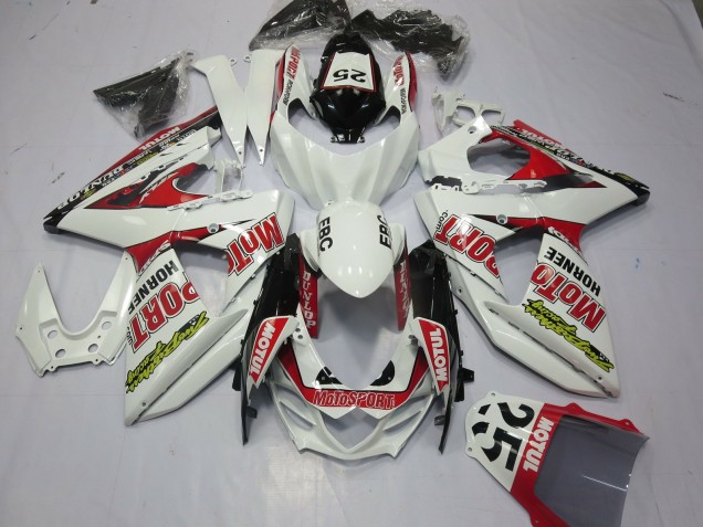 2009-2016 White Red Dunlop 52 Suzuki GSXR 1000 Motorcycle Fairings UK
