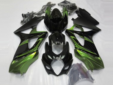 Buy 2007-2008 Glossy Black Green Suzuki GSXR 1000 Motorcycle Fairings UK