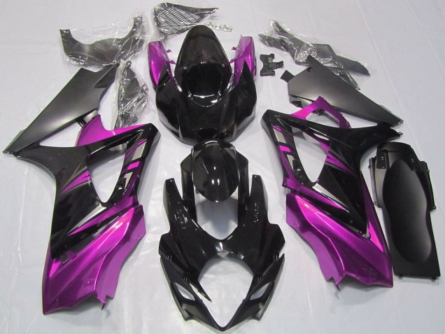 2007-2008 Glossy Black Pink Suzuki GSXR 1000 Motorcycle Fairings UK