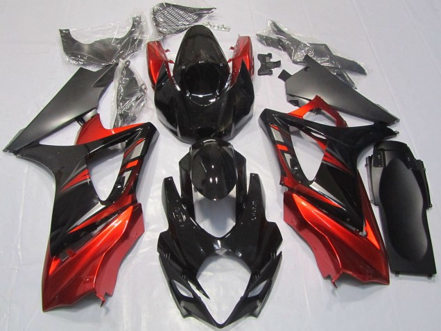 2007-2008 Glossy Black Red Suzuki GSXR 1000 Motorcycle Fairings UK
