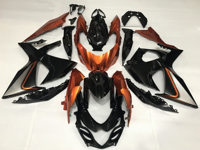 2009-2016 Glossy Black and Shiny Orange Suzuki GSXR 1000 Motorcycle Fairings UK