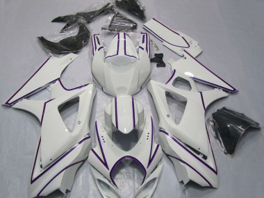 Buy 2007-2008 Glossy White Purple Pin Stripe Suzuki GSXR 1000 Motorcycle Fairings UK