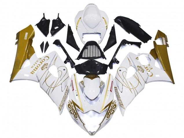 2005-2006 White Gold Corona Custom Suzuki GSXR 1000 Motorcycle Fairings UK