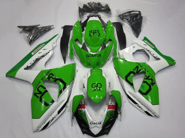2009-2016 White Green Go Fun Suzuki GSXR 1000 Motorcycle Fairings UK