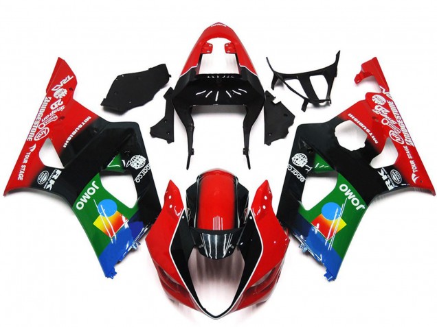 2003-2004 Red Black Green JOMO Suzuki GSXR 1000 Motorcycle Fairings UK