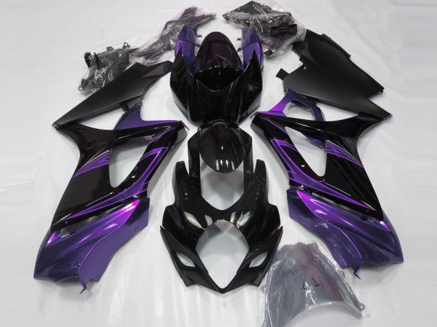 2007-2008 Glossy Black Purple Suzuki GSXR 1000 Motorcycle Fairings UK