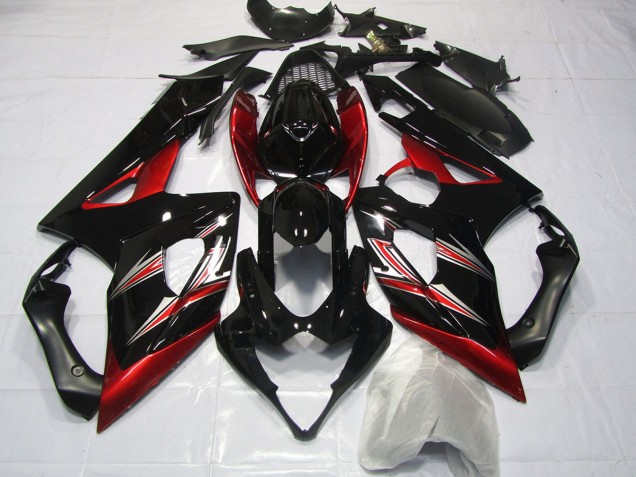 2005-2006 Glossy Black Red Flare Suzuki GSXR 1000 Motorcycle Fairings UK