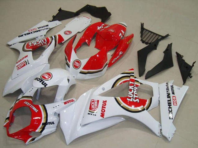 2007-2008 White Red Lucky Strike Suzuki GSXR 1000 Motorcycle Fairings UK