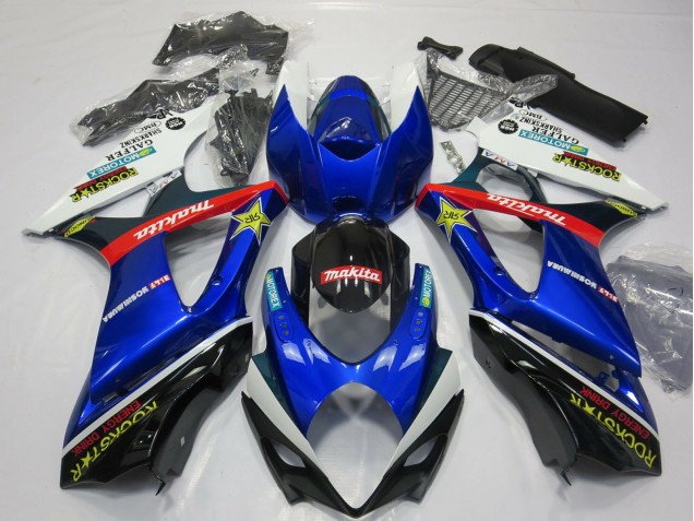 2007-2008 White Blue Red Black Rockstar Suzuki GSXR 1000 Motorcycle Fairing UK