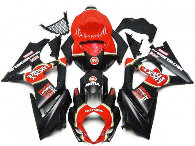 2007-2008 Red Black Lucky Strike Suzuki GSXR 1000 Motorcycle Fairings UK