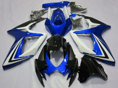 Buy 2006-2007 White Blue Glossy Black Stripe Suzuki GSXR 600 / GSXR 750 Motorcycle Fairings UK