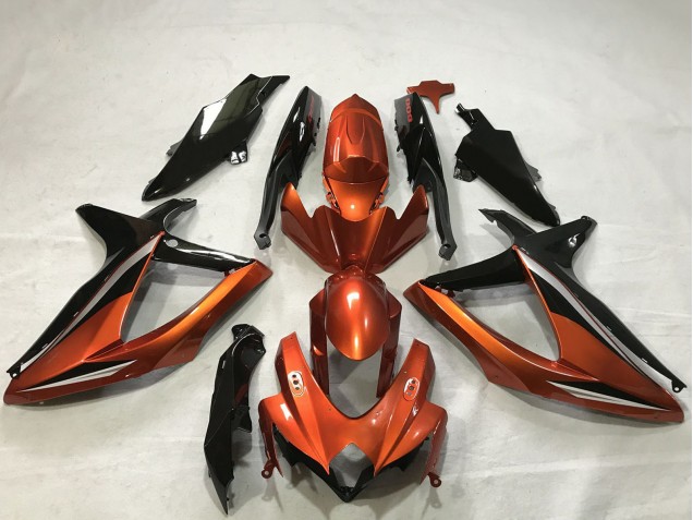 2008-2010 Burnt Orange Glossy Black Suzuki GSXR 600 / GSXR 750 Motorcycle Fairings UK