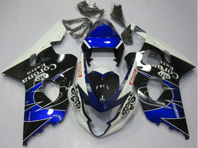 2004-2005 White Blue Black Corona Motul Suzuki GSXR 600 / GSXR 750 Motorcycle Fairings UK