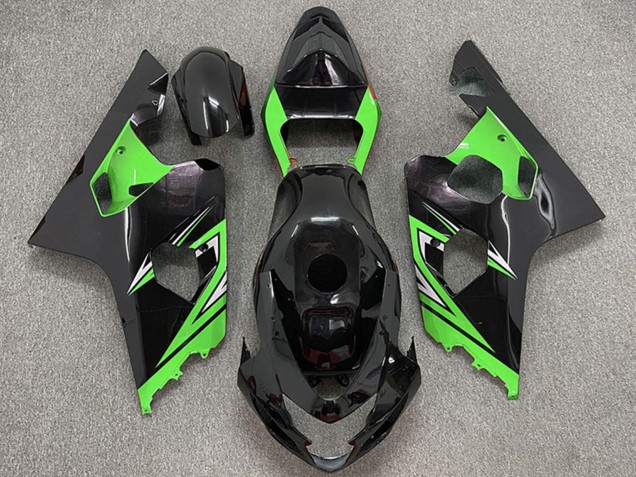 2004-2005 Glossy Black Green Suzuki GSXR 600 / GSXR 750 Motorcycle Fairings UK
