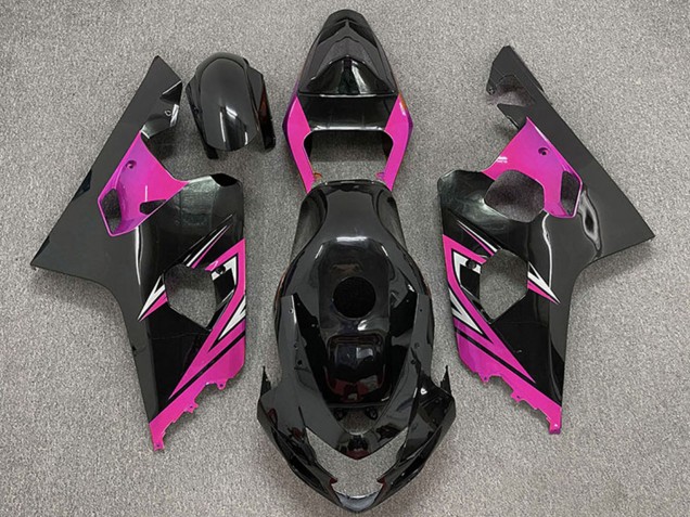 2004-2005 Glossy Black Pink Suzuki GSXR 600 / GSXR 750 Motorcycle Fairings UK