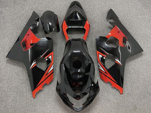 2004-2005 Glossy Black Red Suzuki GSXR 600 / GSXR 750 Motorcycle Fairings UK