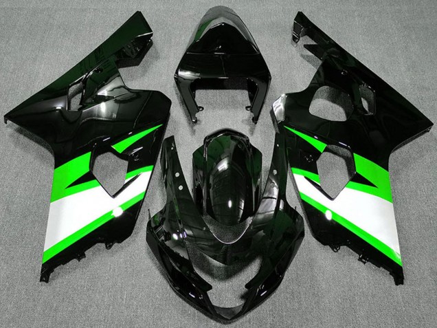 2004-2005 Glossy Black Green White Suzuki GSXR 600 / GSXR 750 Motorcycle Fairings UK