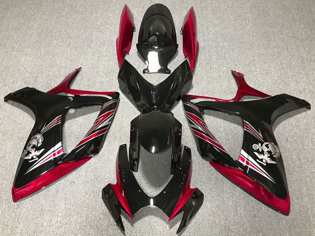 2006-2007 Red Glossy Black Suzuki GSXR 600 / GSXR 750 Motorcycle Fairing UK