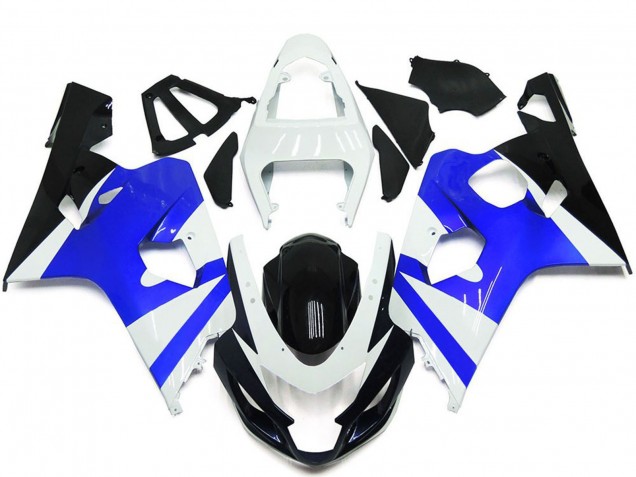 2004-2005 White Blue Glossy Black Suzuki GSXR 600 / GSXR 750 Motorcycle Fairing Kits UK