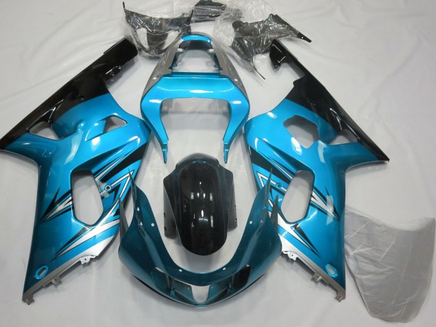 2001-2003 Light Blue Silver Glossy Black Suzuki GSXR 600 / GSXR 750 Motorcycle Fairings UK