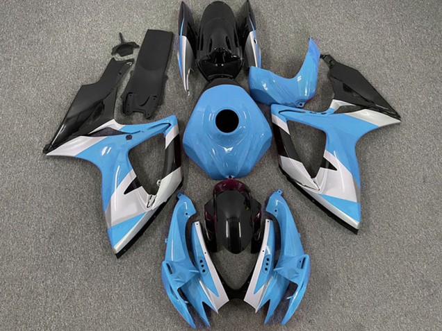 2006-2007 Light Blue White Glossy Black Suzuki GSXR 600 / GSXR 750 Motorcycle Fairings UK