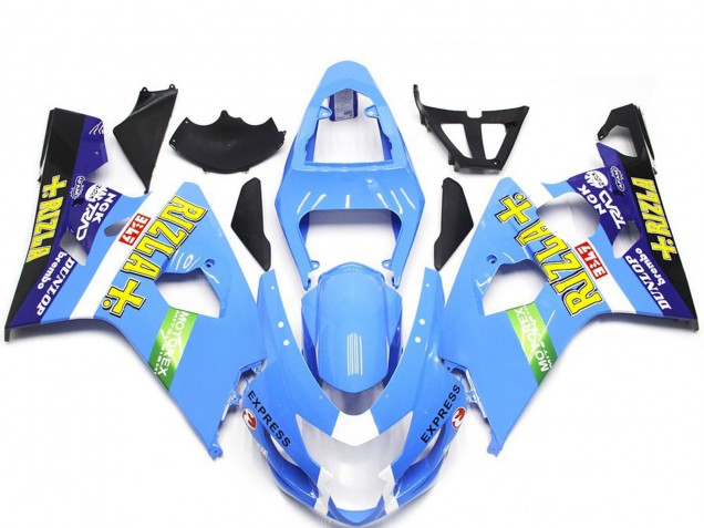 2004-2005 Light Blue Green Yellow Rizla Style Suzuki GSXR 600 / GSXR 750 Motorcycle Fairings UK